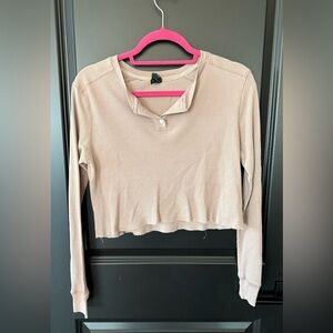 Wild Fable Tan Button Down Crop Top